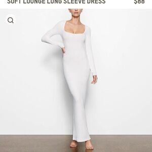 SKIMS White Long Sleeve Bodycon Lounge Dress